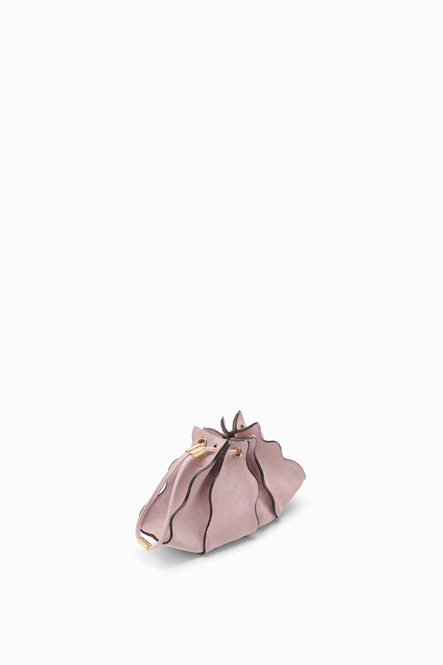 Ulla Johnson Lilac Suede Adria Small Crossbody Bag - Three-Quarter View, Sculptural Panels | Ulla Johnson