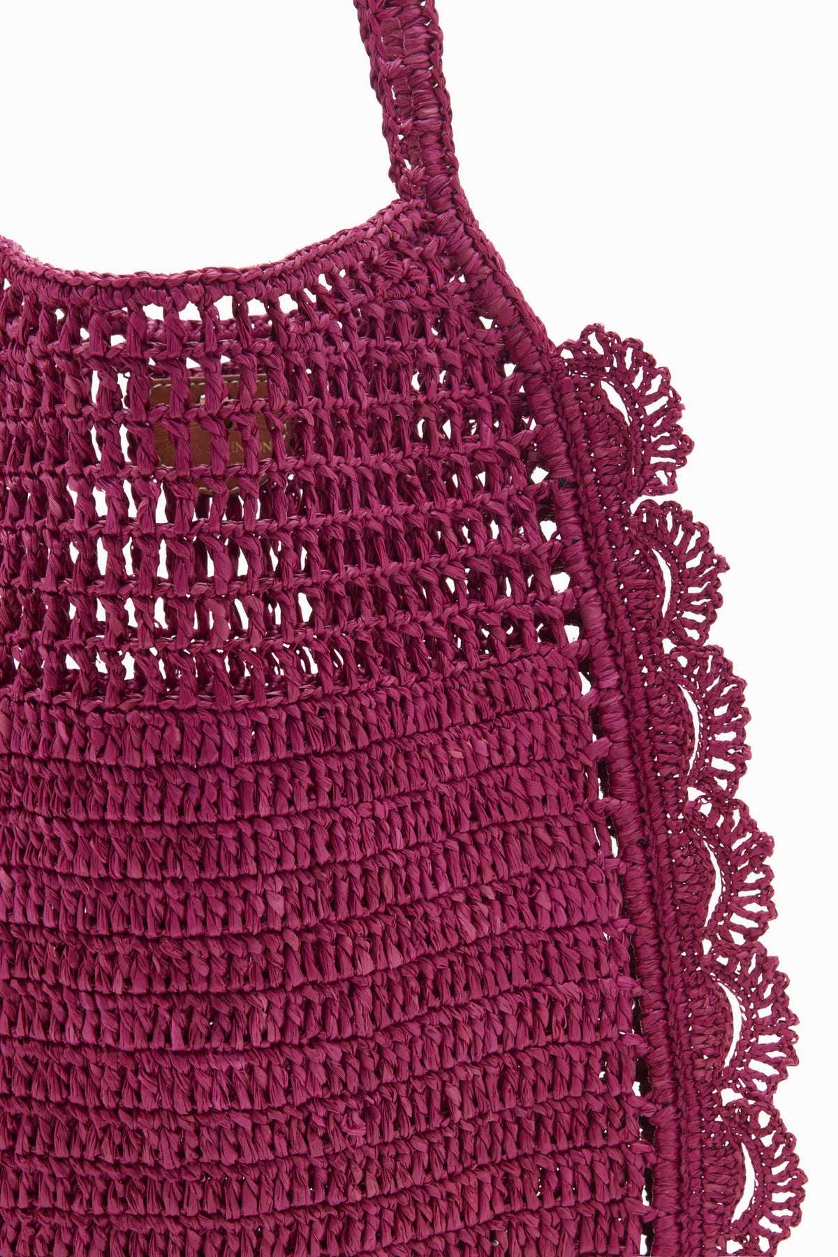 Orchid Raffia Tote Petal Scallop & Hand-Crocheted Texture Close-Up | Ulla Johnson
