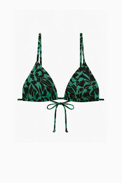 Neptune Green & Black Floral Maya Triangle String Bikini Top - Flat Lay | Ulla Johnson