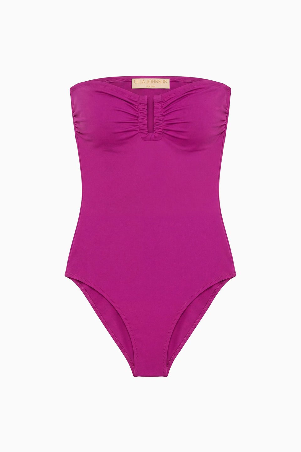⁣⁢Maillot de bain une pièce de luxe Plum, bandeau à découpe drapé - Vue à plat | Ulla Johnson⁤⁣