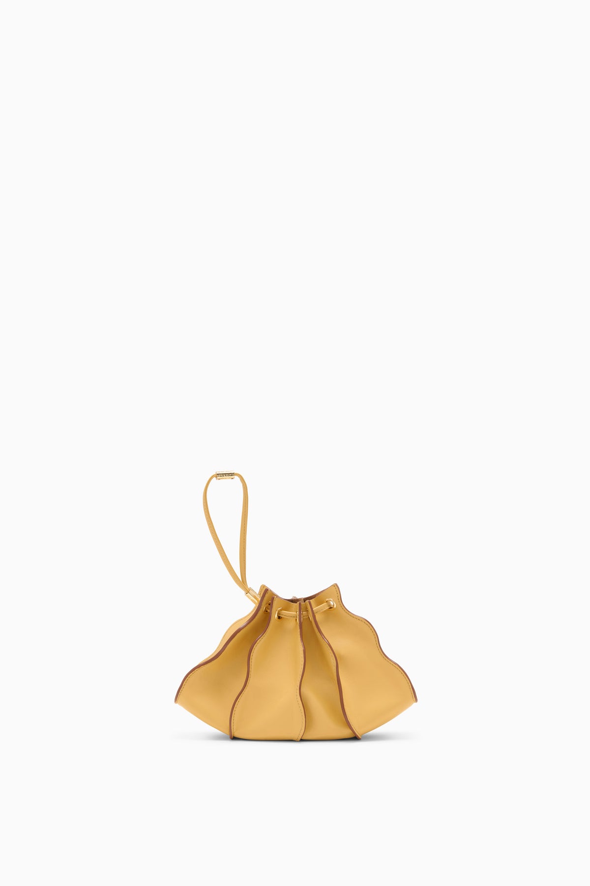 Lotus Yellow Leather Adria Wave Mini Bag - Wristlet View, Designer Crossbody | Ulla Johnson