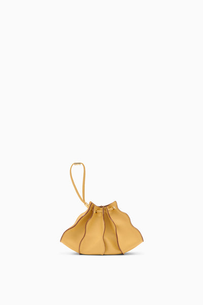 Lotus Yellow Leather Adria Wave Mini Bag - Wristlet View, Designer Crossbody | Ulla Johnson