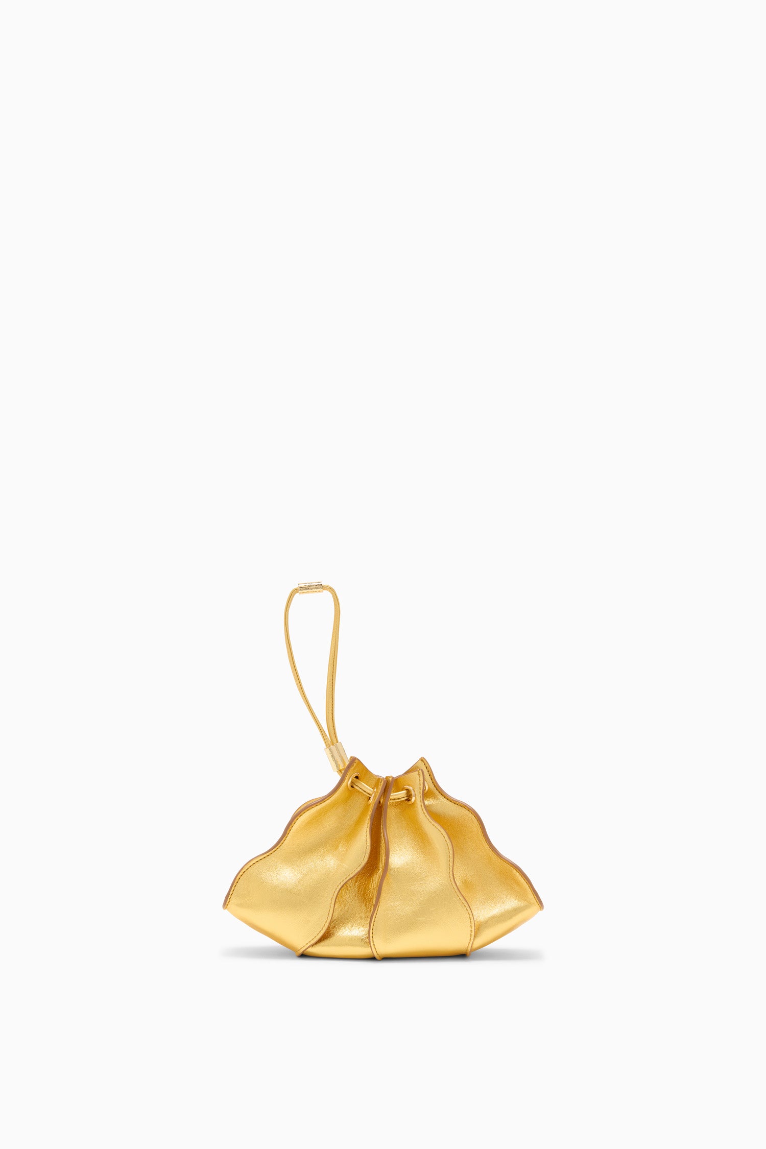 Ulla Johnson Gold Metallic Leather Adria Wave Crossbody - Wrist Strap View | Ulla Johnson