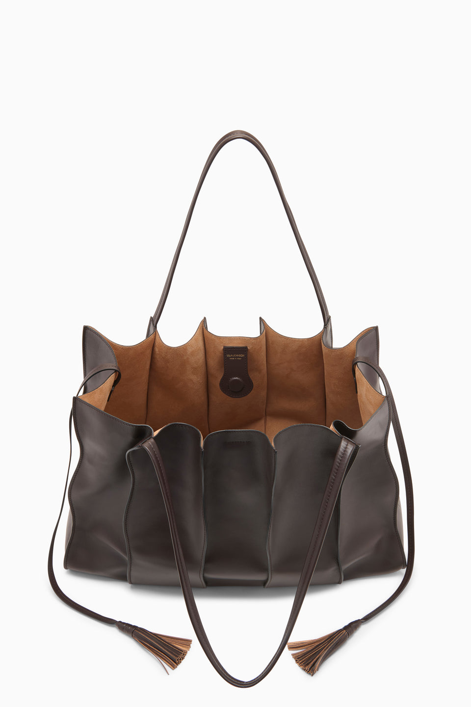 Wenge Leather Adria Large Tote - Open Interior View | Ulla Johnson