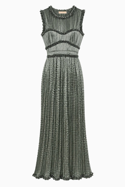 Serpentine Satin Pleated Midi Dress - Flat Lay, Luxury Designer | Ulla Johnson