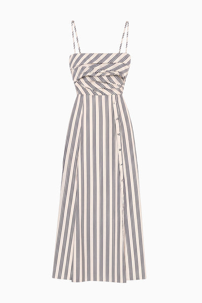 Ecru Stripe Cotton Poplin Midi Dress - Flat Lay, Designer Camisole Style | Ulla Johnson