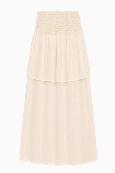 Cowrie Cotton Wool Luxury Tiered Midi Skirt - Flat Lay | Ulla Johnson