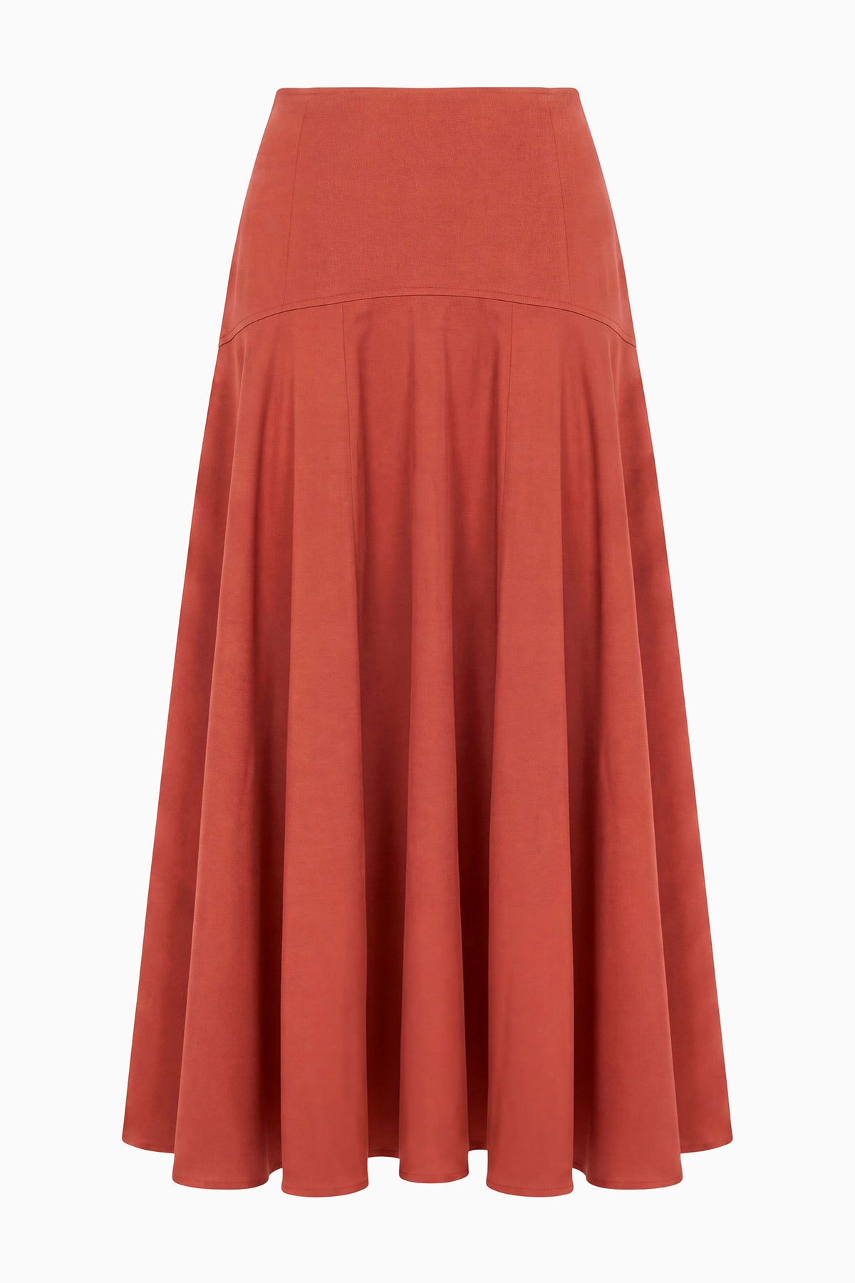 Bronze Cotton Twill Pleated Midi Skirt - Flat Lay, Luxury Designer | Ulla Johnson