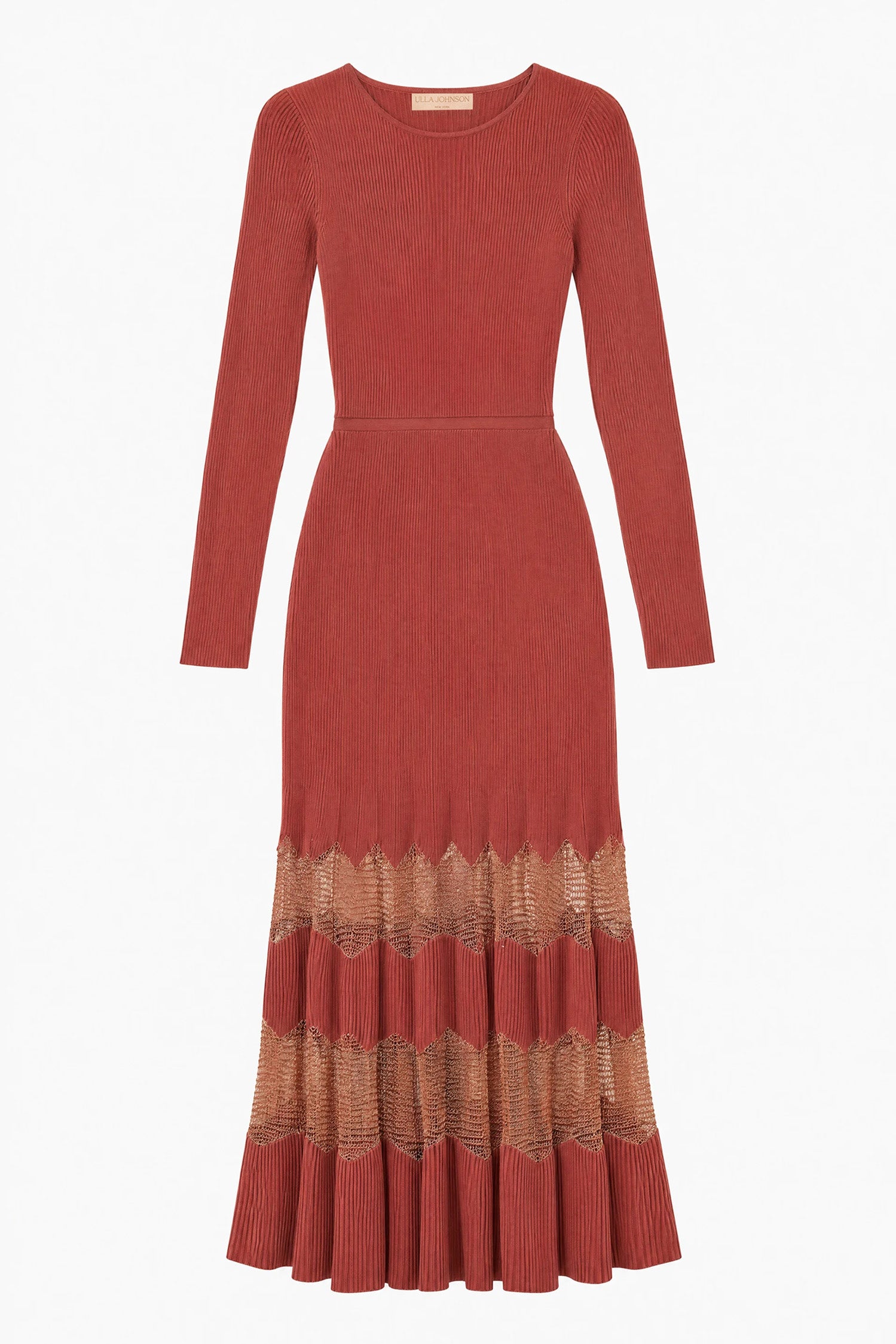 Ulla Johnson Sienna Lurex Blend Designer Knit Midi Dress - Flat Lay, Full Length | Ulla Johnson