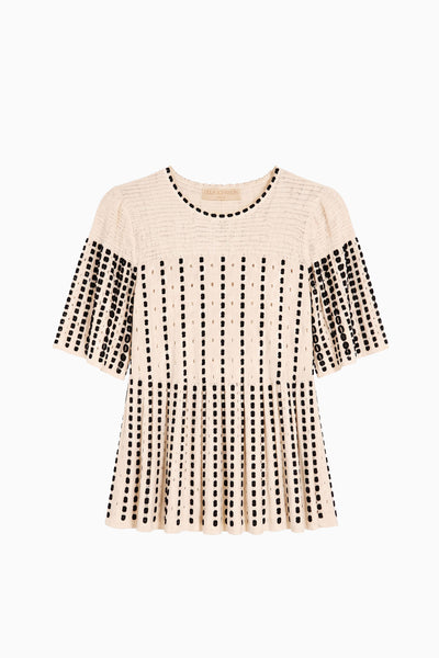 Champagne Eyelet Knit Cape Top - Flat Lay Front View | Ulla Johnson