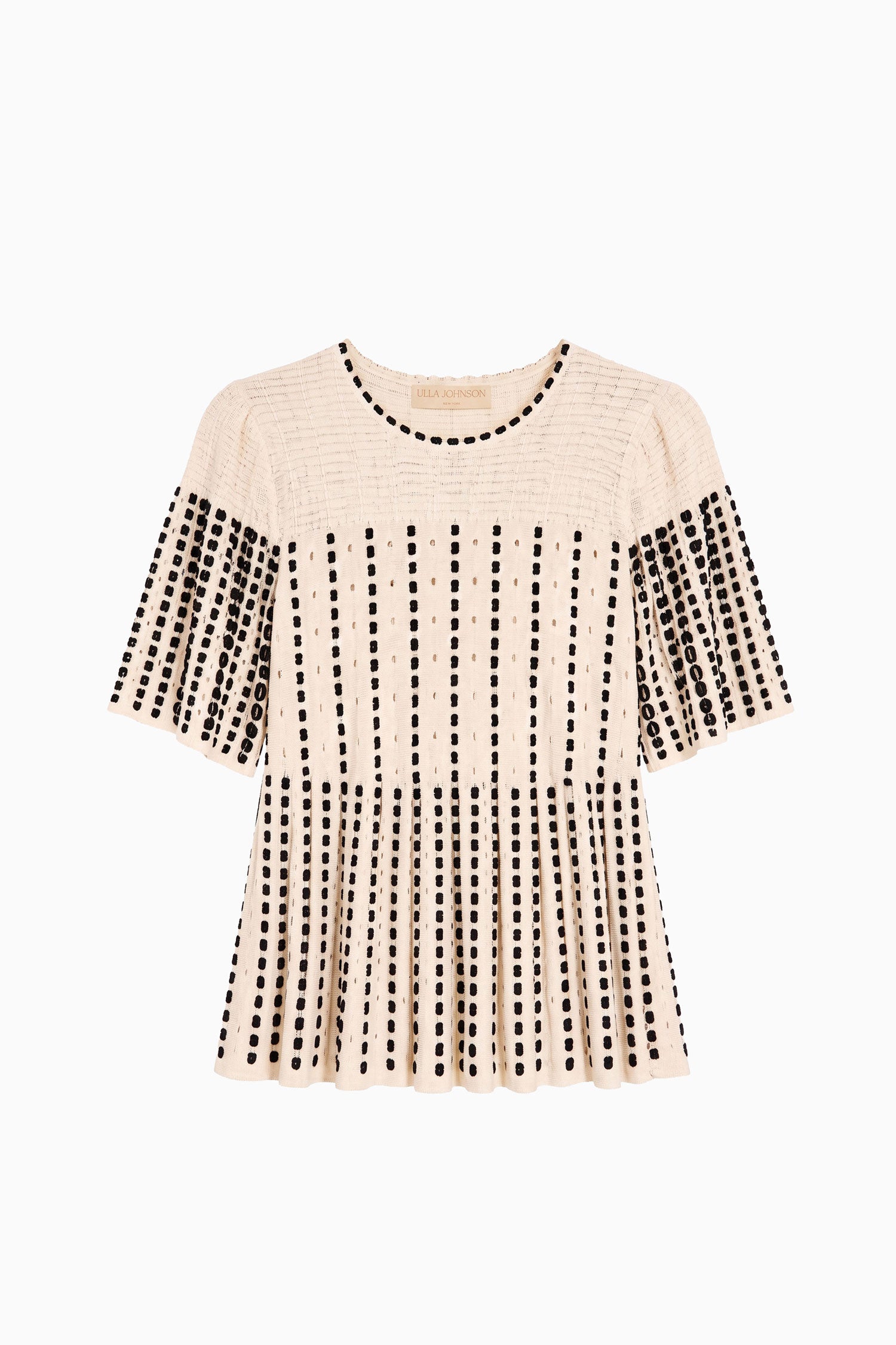 Ulla Johnson Champagne Eyelet Knit Cape Top - Flat Lay Front View | Ulla Johnson