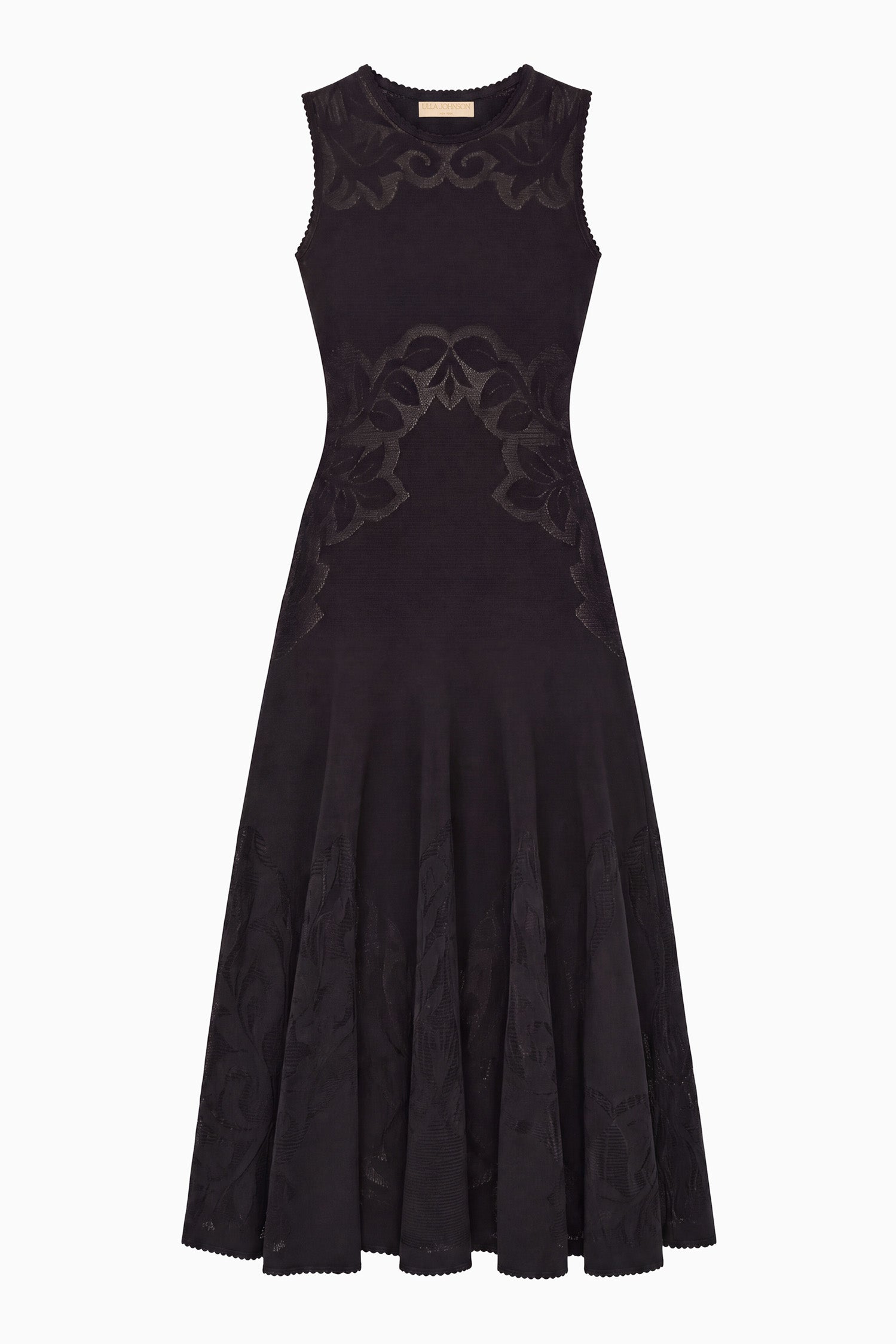 Ulla Johnson Noir Premium Floral Jacquard Knit Dress - Flat Lay, Full Length | Ulla Johnson