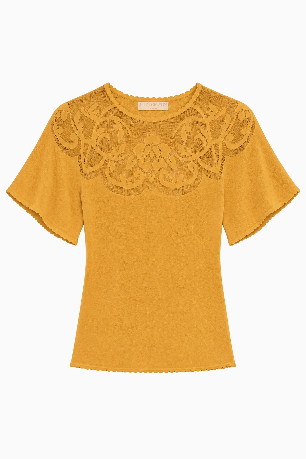 Topaz Knit Flutter Sleeve Top with Scalloped Edges - Flat Lay | Ulla Johnson