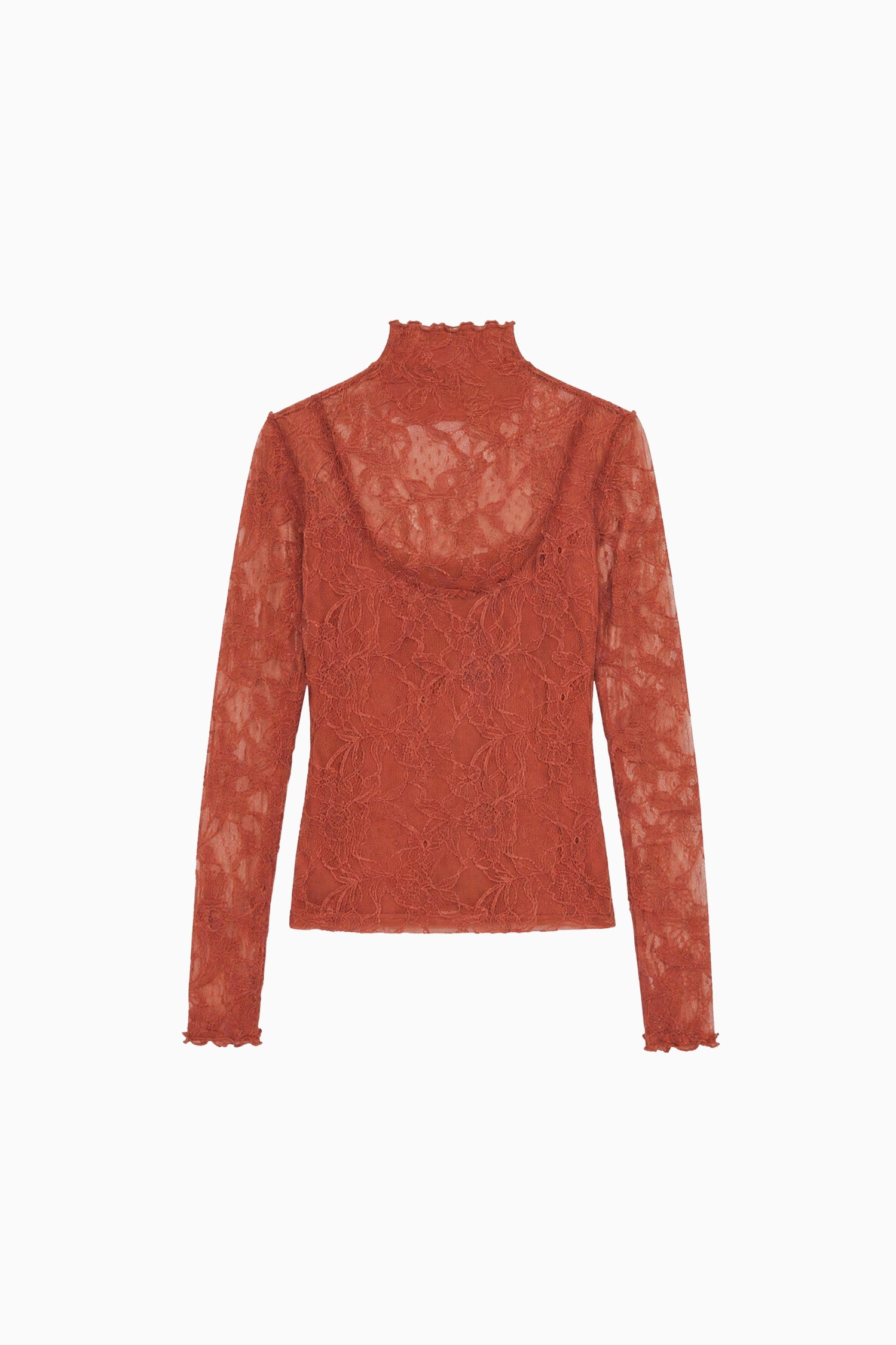 Ulla Johnson Sienna Designer Floral Lace Turtleneck Top - Flat Lay Back | Ulla Johnson