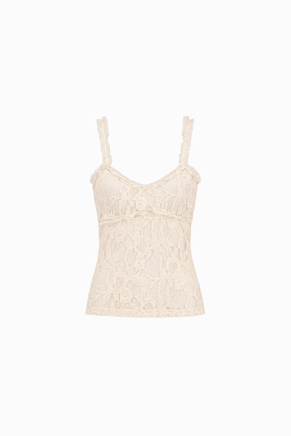 Cowrie Designer Chantilly Lace Cami Top - Flat Lay | Ulla Johnson