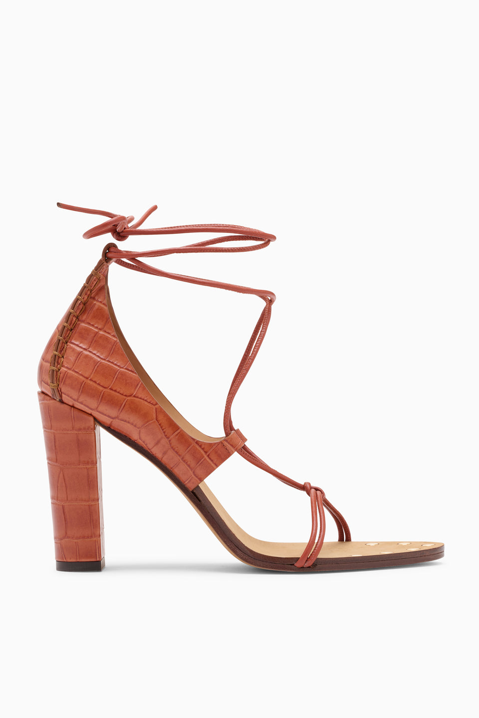 Redwood Croc-Effect Leather Aves Bare High Heel Sandal - Side Profile | Ulla Johnson