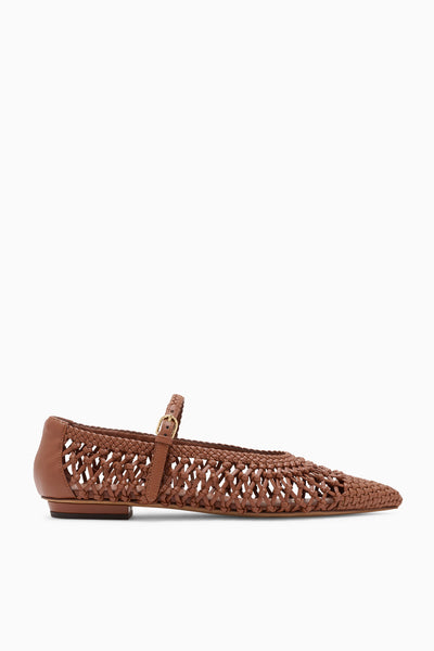 Chestnut Hand-Knotted Ballet Flat, Side Profile - Designer Knotted Flats | Ulla Johnson