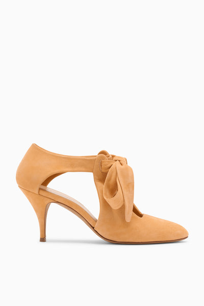 Ginger Suede Ingrid Soft Bow Pump - Side Profile | Ulla Johnson