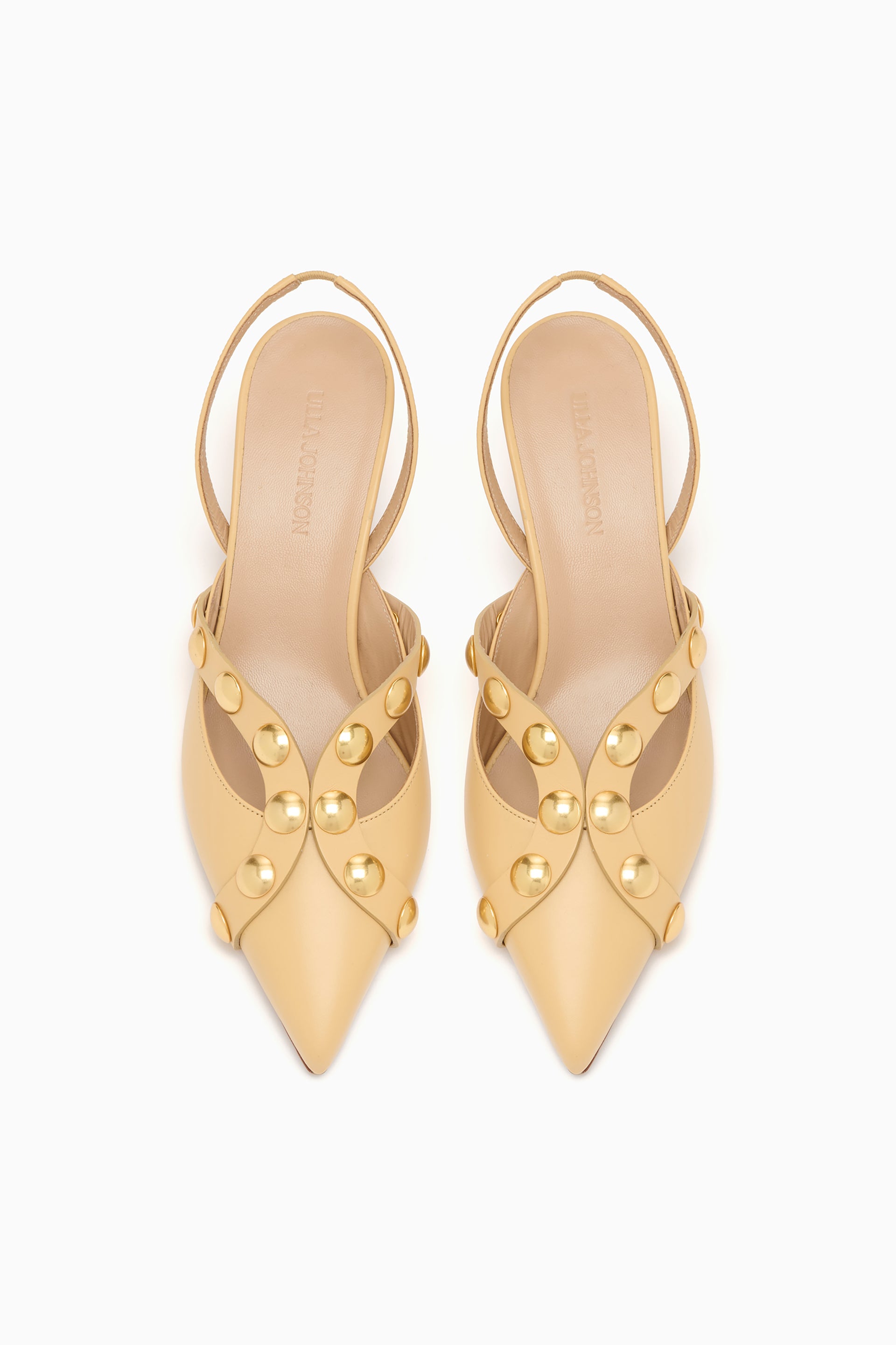 Ulla Johnson ⁣⁢Escarpins slingback cloutés Vendome Miele Leather - Vue de dessus de la paire, bout pointu de designer | Ulla Johnson⁤⁣