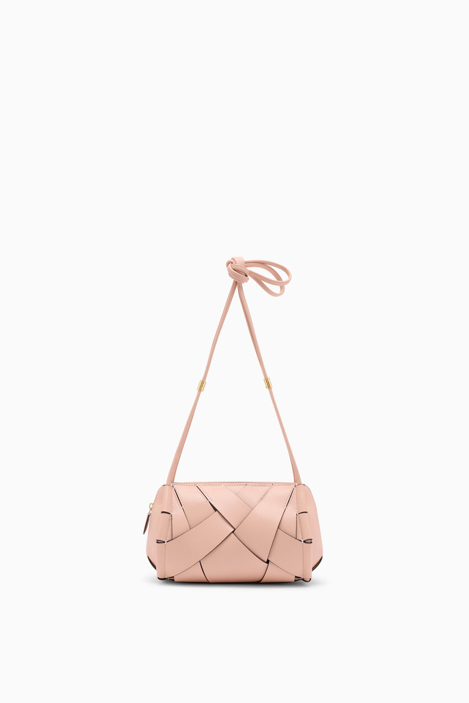 Tulip Pink Hand-Woven Leather Charlotte Camera Bag - Front View | Ulla Johnson