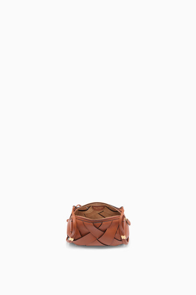 Brown Woven Leather Charlotte Camera Bag - Interior View | Ulla Johnson