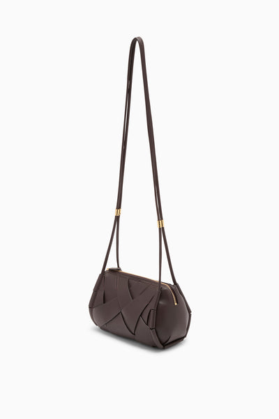 Wenge Brown Woven Leather Charlotte Camera Bag - Three Quarter View | Ulla Johnson