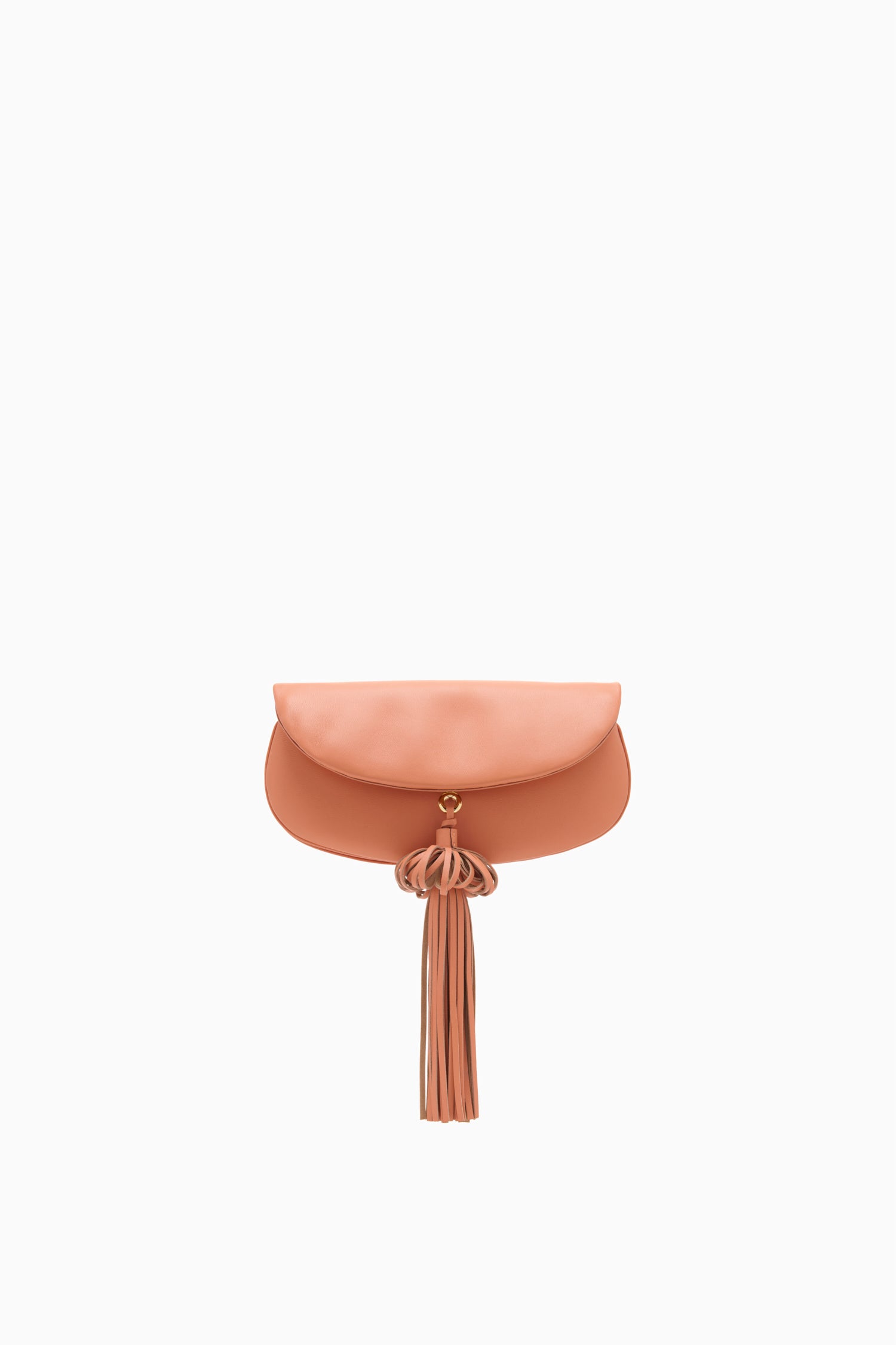 Ulla Johnson Rose Leather Paloma Tassel Flap Bag as Clutch - Front View, Strapless | Ulla Johnson