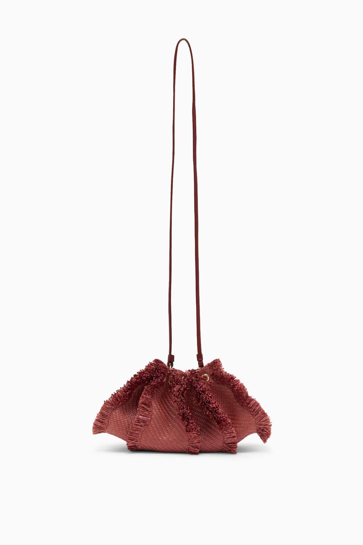 Acajou Raffia Adria Small Crossbody Bag - Front View with Long Strap | Ulla Johnson