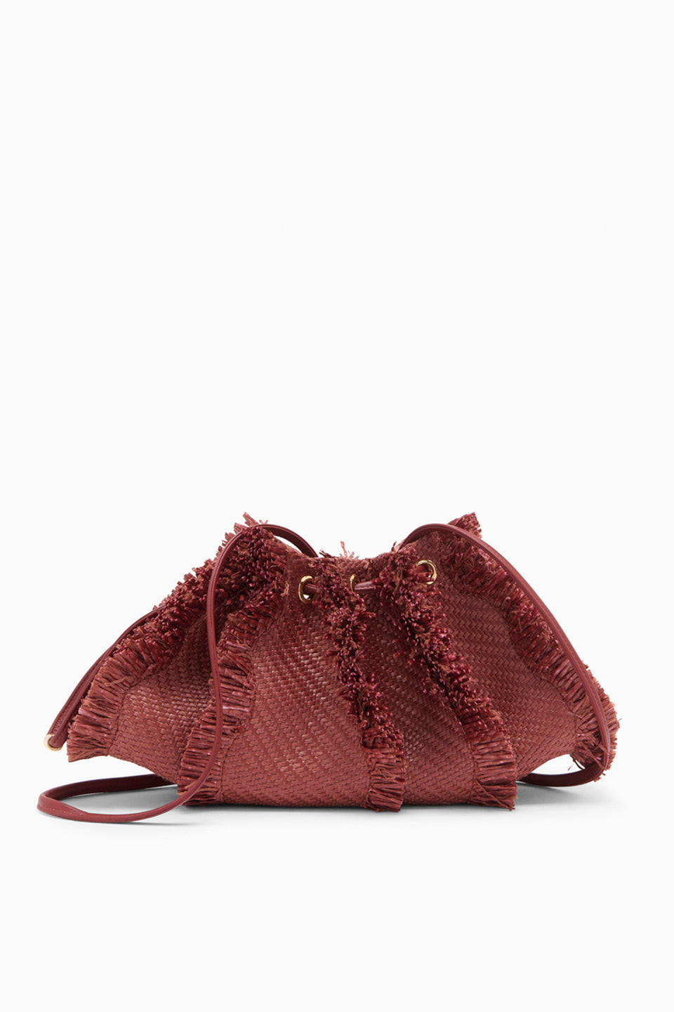 Acajou Raffia Adria Crossbody - Gold Hardware & Leather Drawstring Close-Up | Ulla Johnson