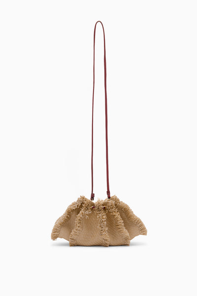 Natural Raffia Adria Small Crossbody Bag - Front View with Long Leather Strap | Ulla Johnson
