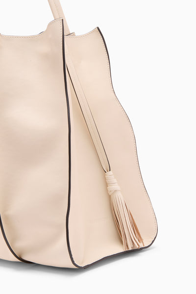 Cowrie Leather Adria Large Tote - Leather Tassel and Painted Panel Close-Up | Ulla Johnson