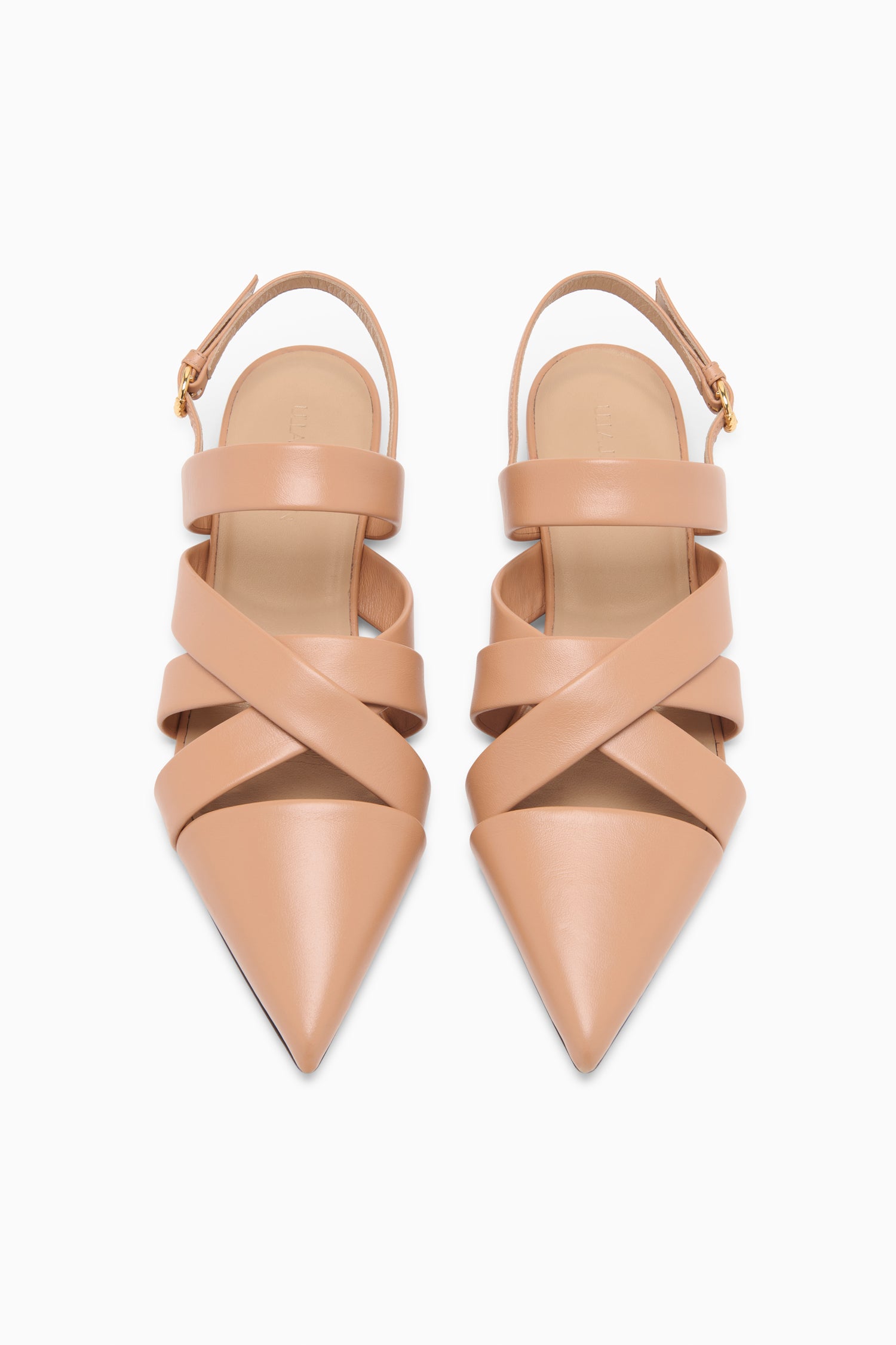 Ulla Johnson ⁣⁢Ballerines tressées design Tallulah en cuir Sienna, slingback à boucle dorée - Vue de dessus | Ulla Johnson⁤⁣