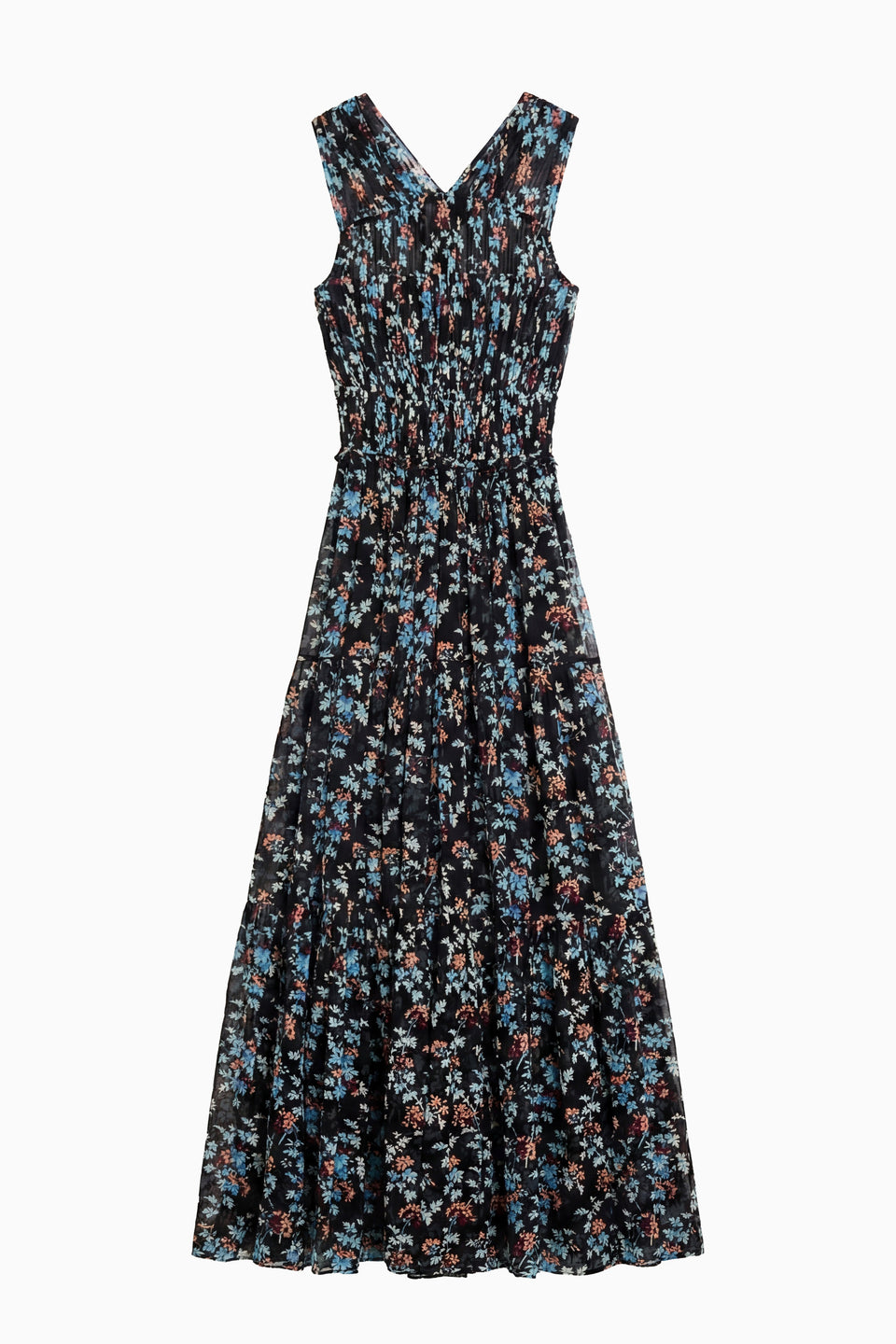 Nightshade Floral Silk Chiffon Freesia Gown - Flat Lay, Designer Luxury Gown | Ulla Johnson