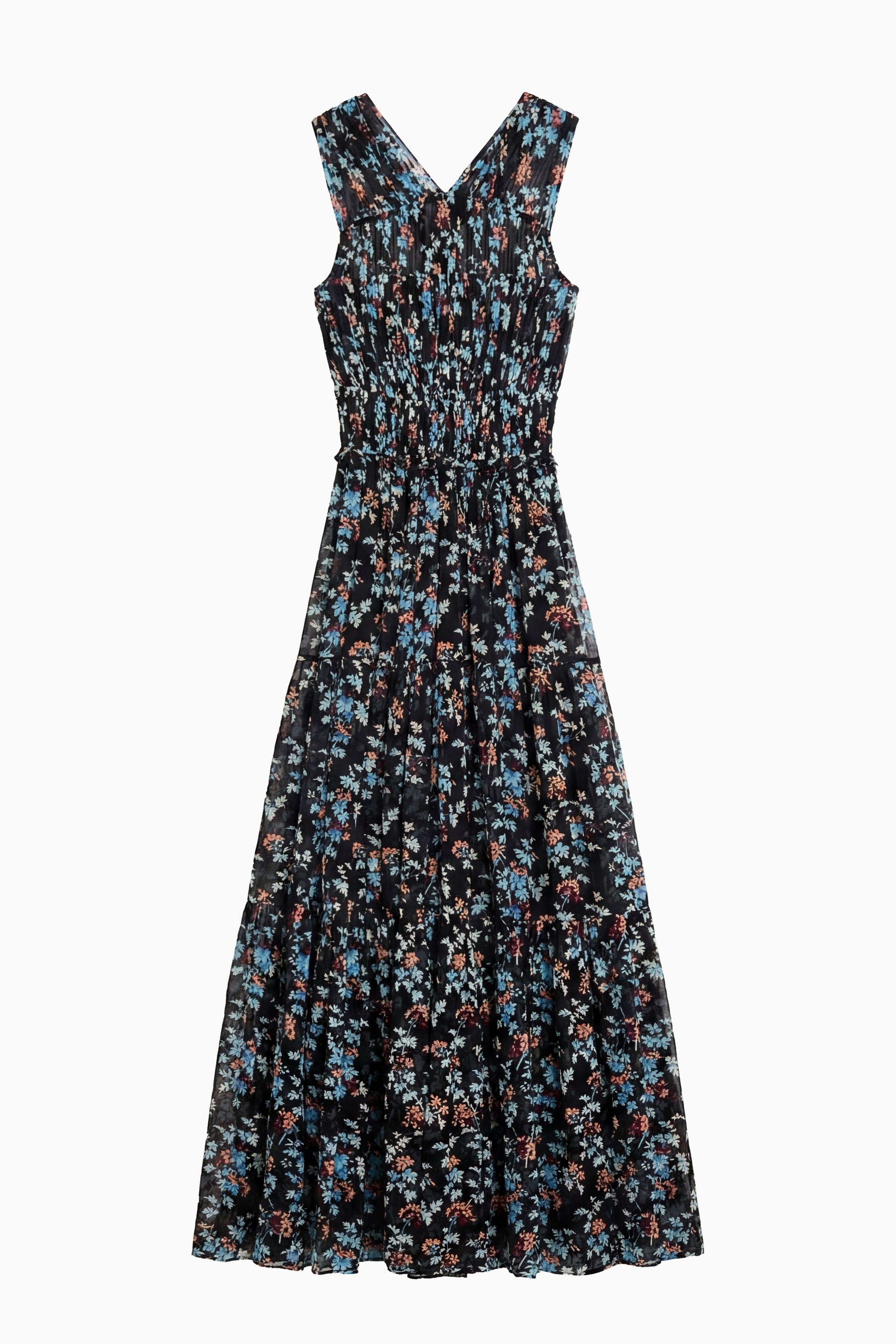 Ulla Johnson Nightshade Floral Silk Chiffon Freesia Gown - Flat Lay, Designer Luxury Gown | Ulla Johnson