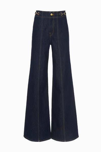 Deep Indigo Delphine High-Rise Flare Jeans - Flat Lay | Ulla Johnson