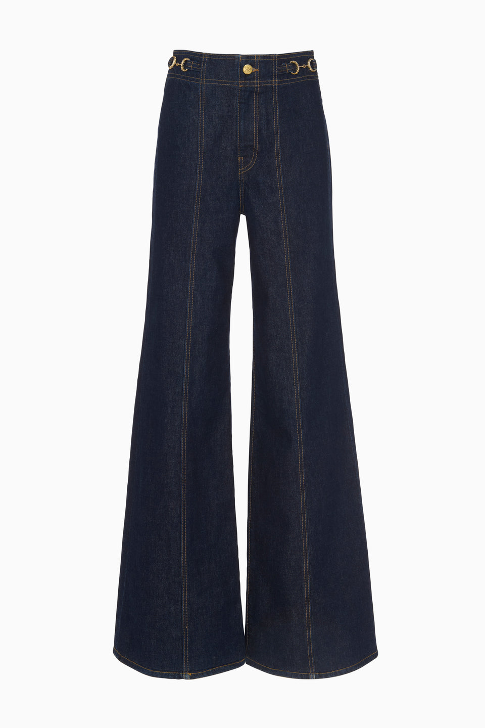 Deep Indigo Delphine High-Rise Flare Jeans - Flat Lay | Ulla Johnson