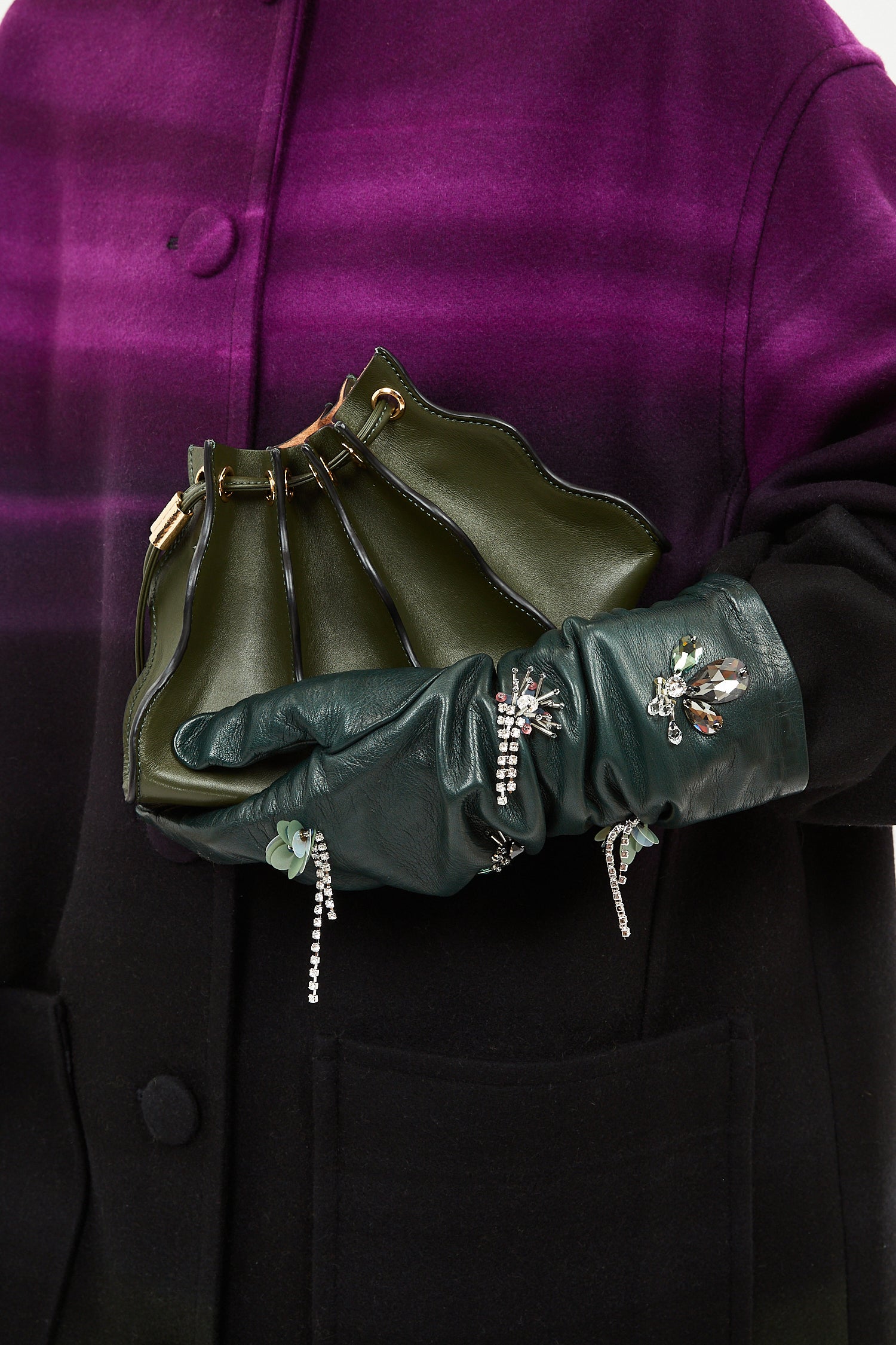 Ulla Johnson Luxury Embroidered Leather Gloves with Crystal Embellishments - AW25 Runway Styled Look | Ulla Johnson