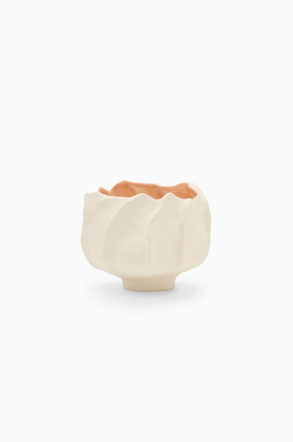 Coral ULLA Luxury Scented Candle in Cream Ceramic Floral Vessel - Empty Vessel Front View | Ulla Johnson