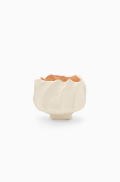 Coral ULLA Luxury Scented Candle in Cream Ceramic Floral Vessel - Empty Vessel Front View | Ulla Johnson