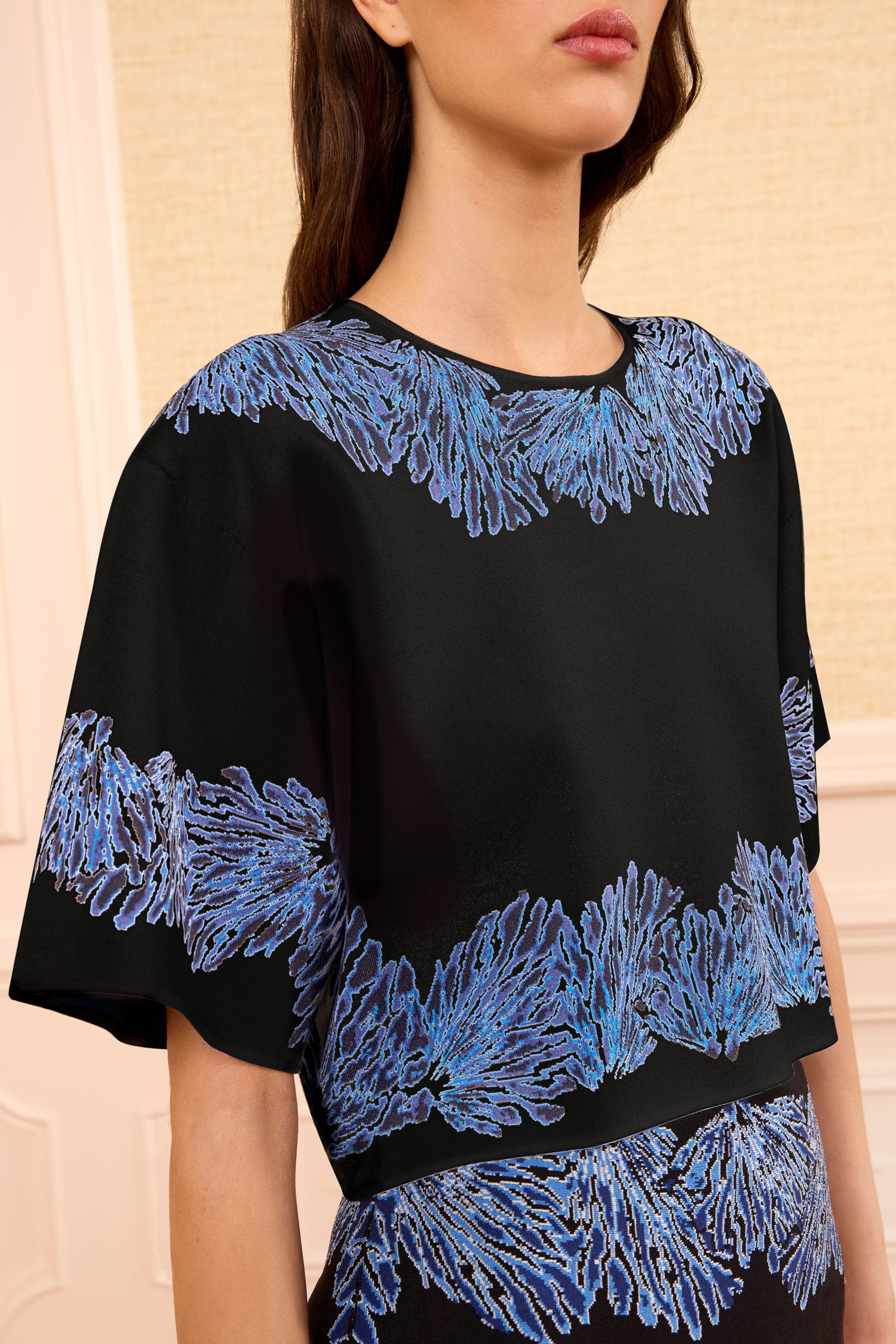 Ulla Johnson Lapis Stretch Jacquard Knit Top, Seashell Motif - Close-Up Detail | Ulla Johnson