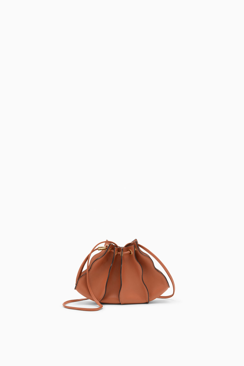 Sierra Tan Leather Adria Small Crossbody with Strap Dropped - Three Quarter View | Ulla Johnson