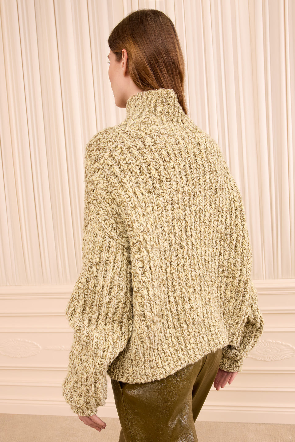 Alabaster Mouline Wool Knit Pullover - Back View, Dropped Shoulders | Ulla Johnson