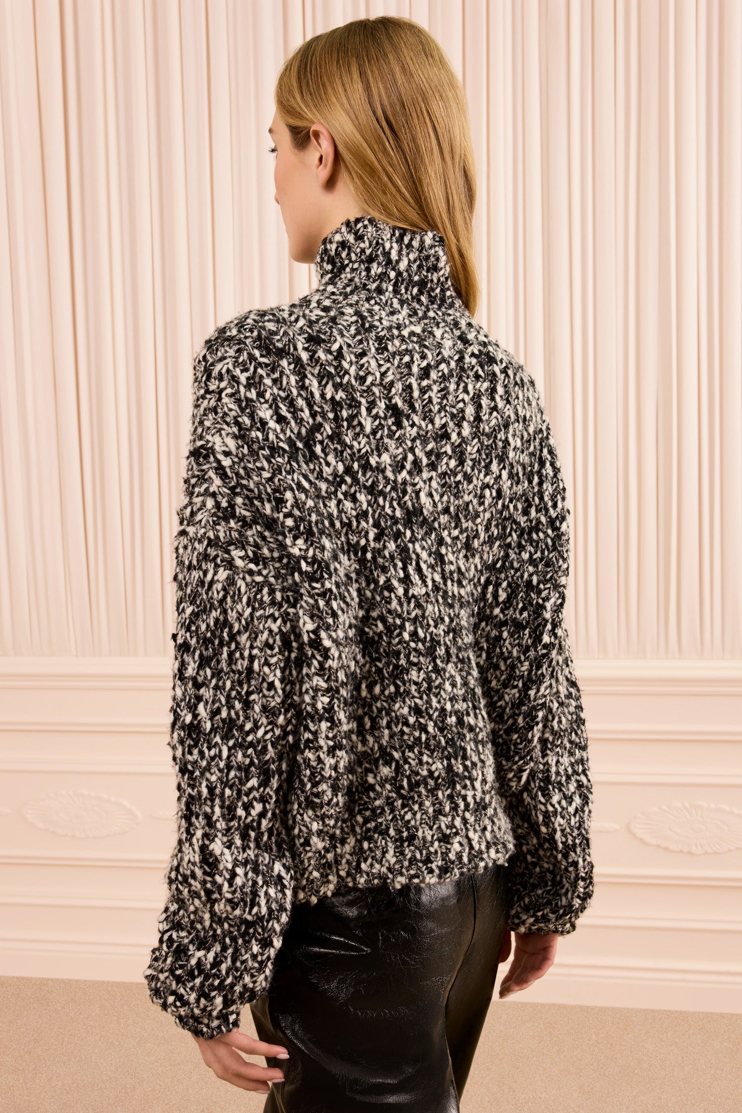 Ulla Johnson Onyx Mouline Yarn Turtleneck Knit Pullover - Back View on Model | Ulla Johnson