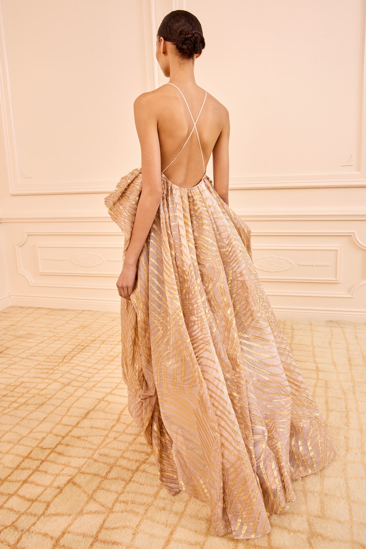 Gold Lurex Organza Camelia Gown - Open Back Detail | Ulla Johnson
