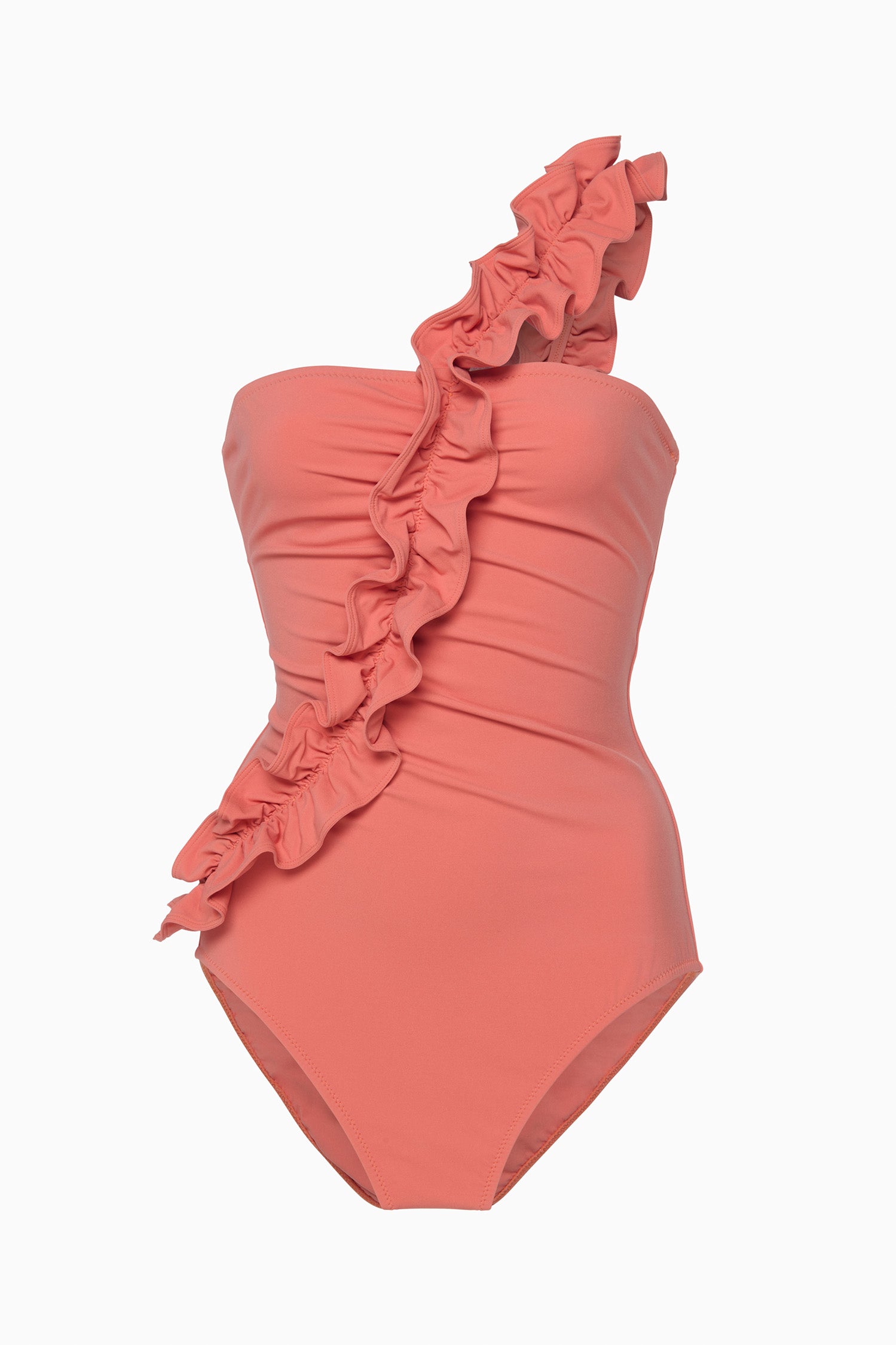 Ulla Johnson ⁣⁢Maillot de bain une pièce Coral Ruffle à une épaule - Flat Lay, Maillot de bain une pièce de luxe | Ulla Johnson⁤⁣