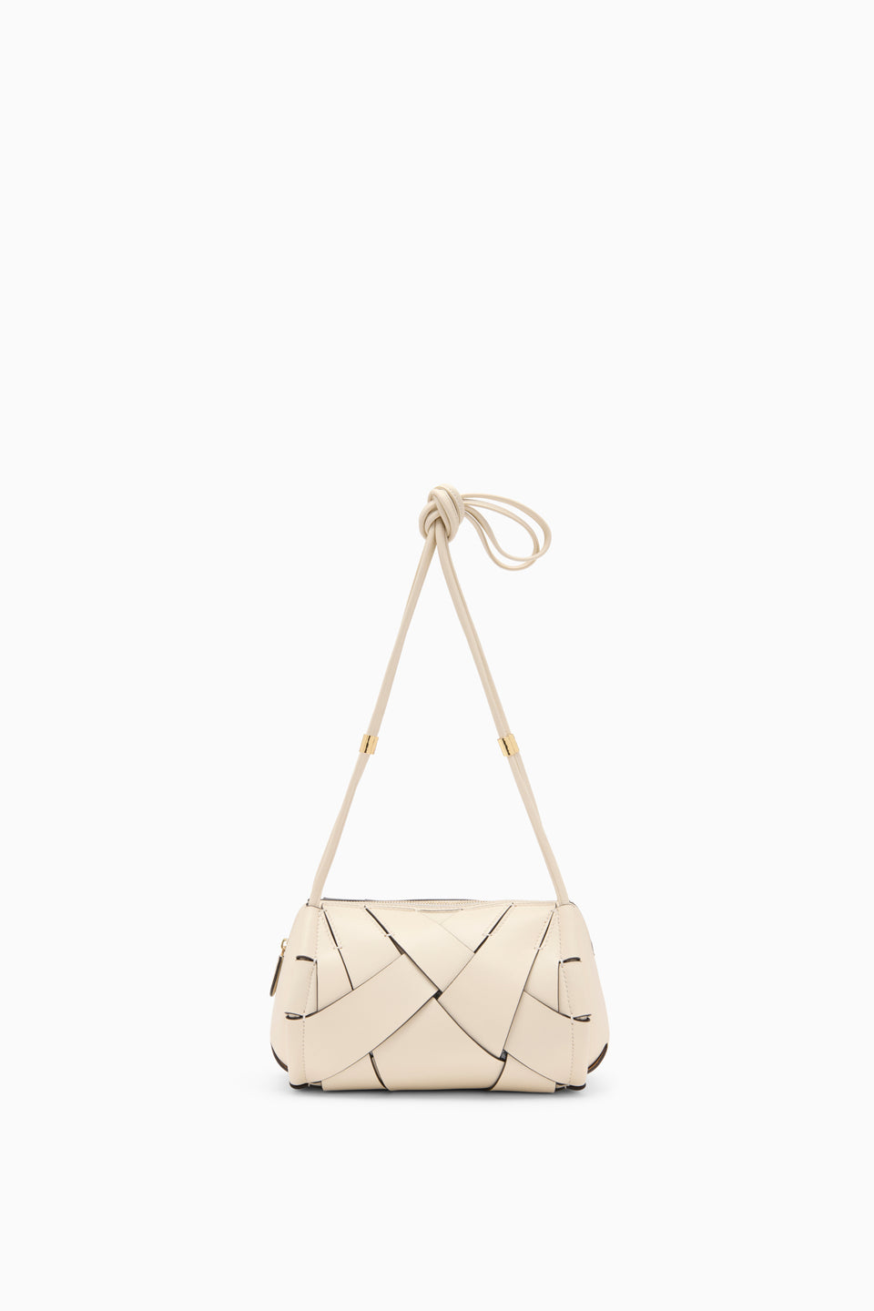Cowrie Woven Leather Charlotte Camera Bag - Front View with Knotted Strap | Ulla Johnson