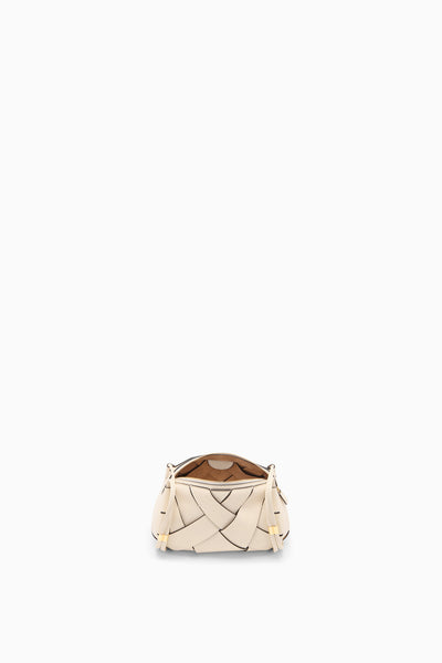 Cowrie Leather Designer Charlotte Camera Bag - Open Interior Suede Lining View | Ulla Johnson