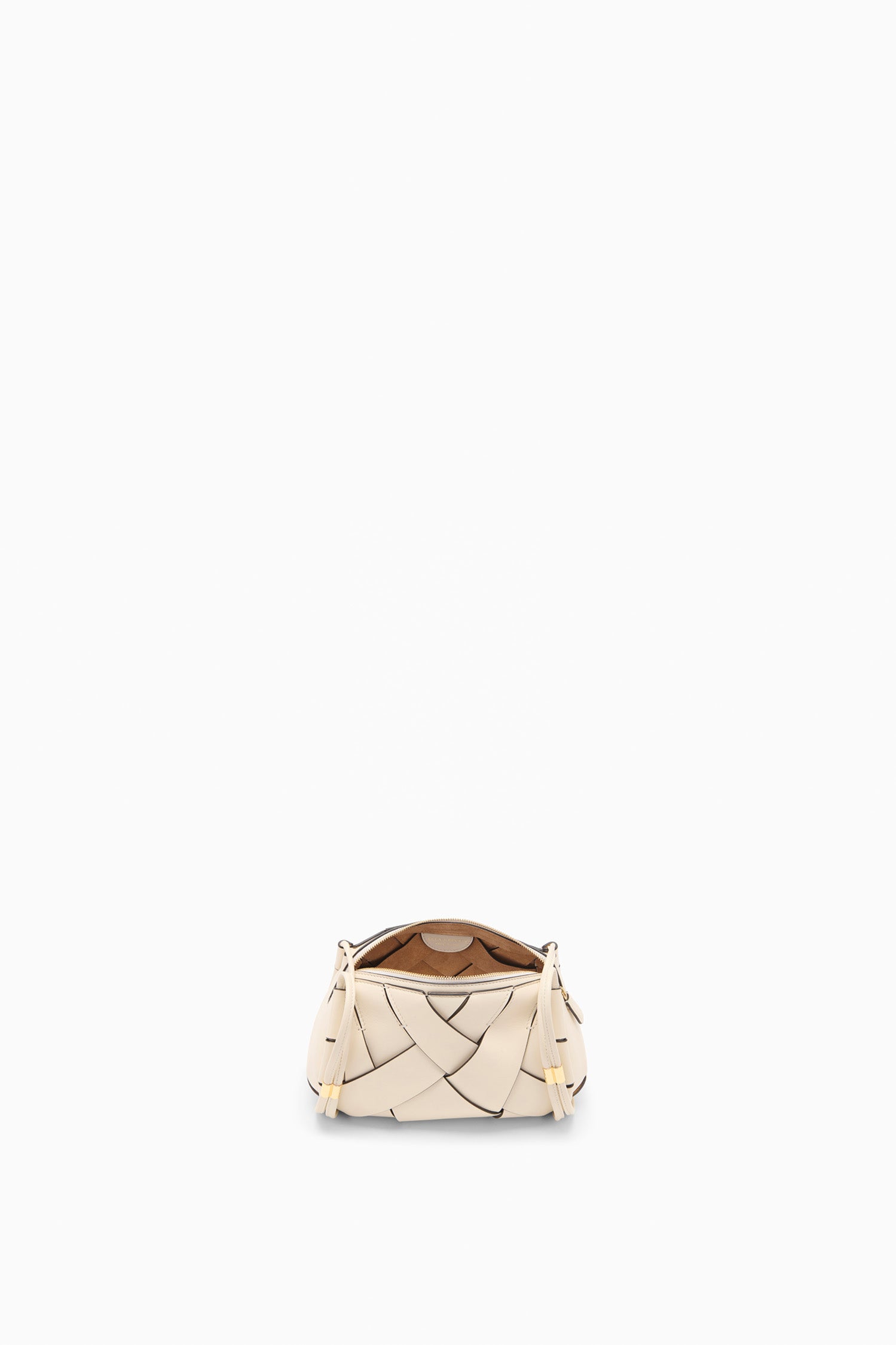 Ulla Johnson Cowrie Leather Designer Charlotte Camera Bag - Open Interior Suede Lining View | Ulla Johnson