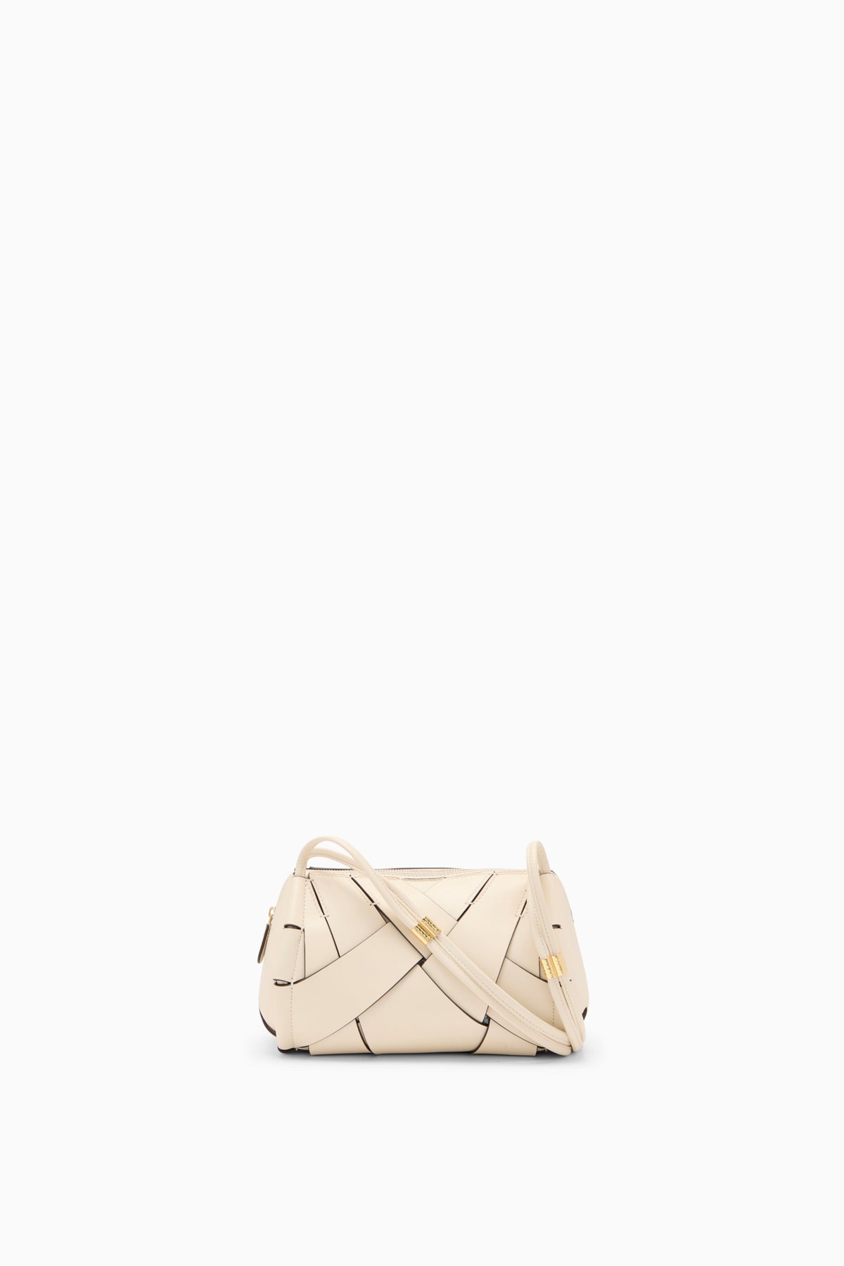 Cowrie Woven Leather Charlotte Camera Bag - Compact Front View with Crossbody Strap | Ulla Johnson