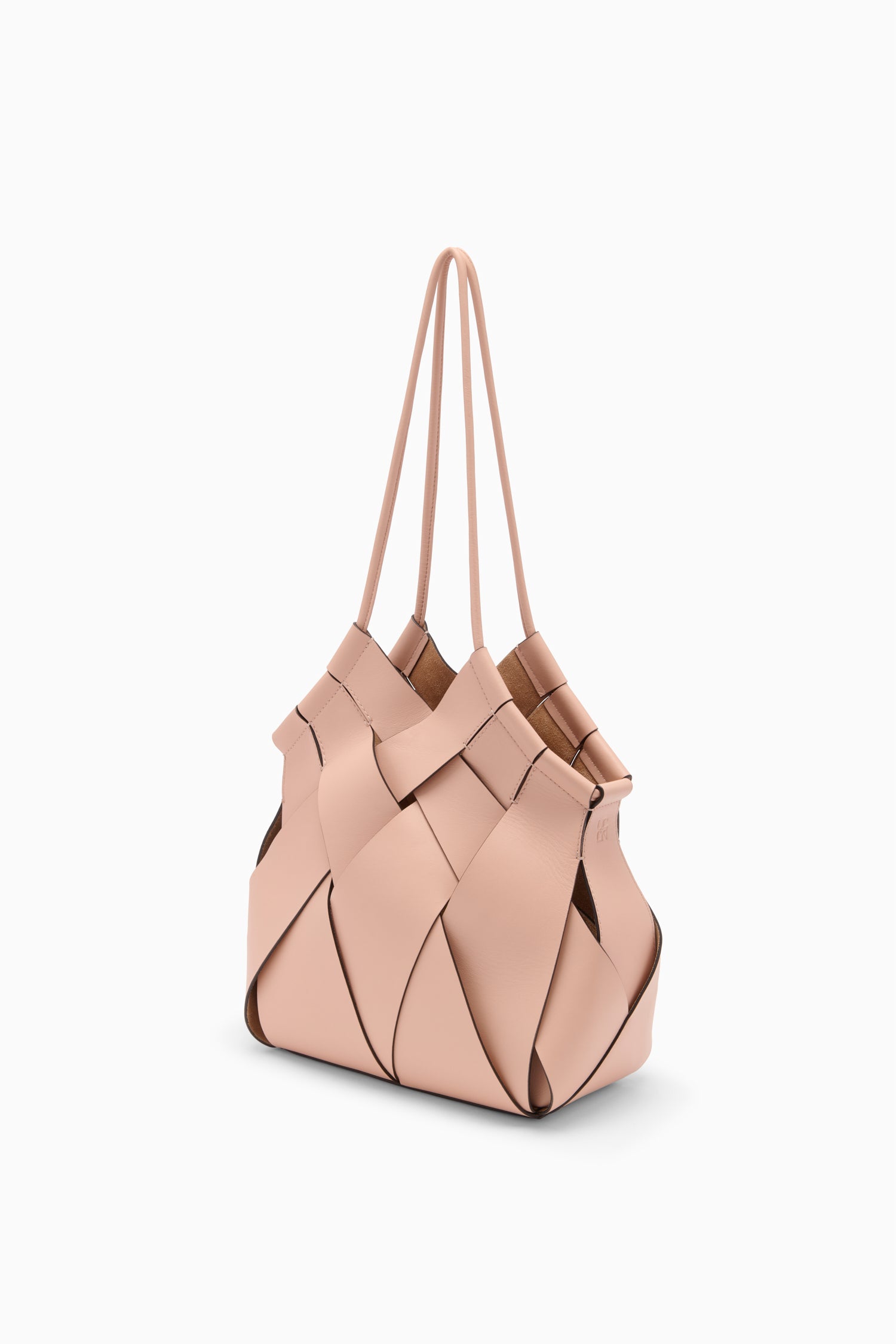 Ulla Johnson ⁣⁢Tulip Pink Geweven Leren Charlotte Schoudertas - Zijaanzicht | Ulla Johnson⁤⁣